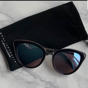 Quay Cat Eye Black Sunglasses with Case